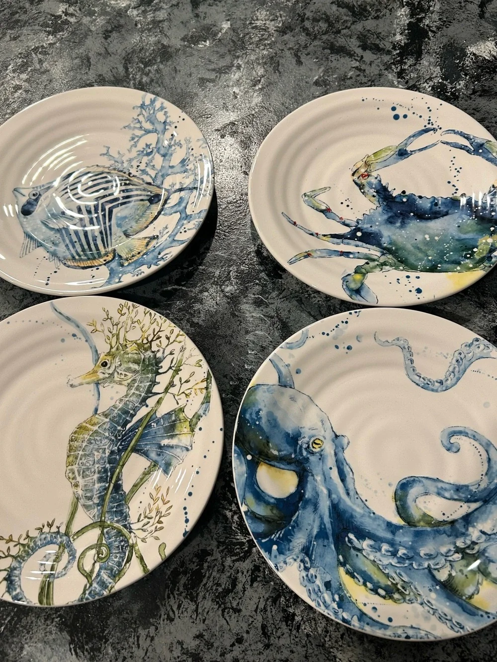 Pier 1 Sea Life Ironstone Salad Plates - Set of 4